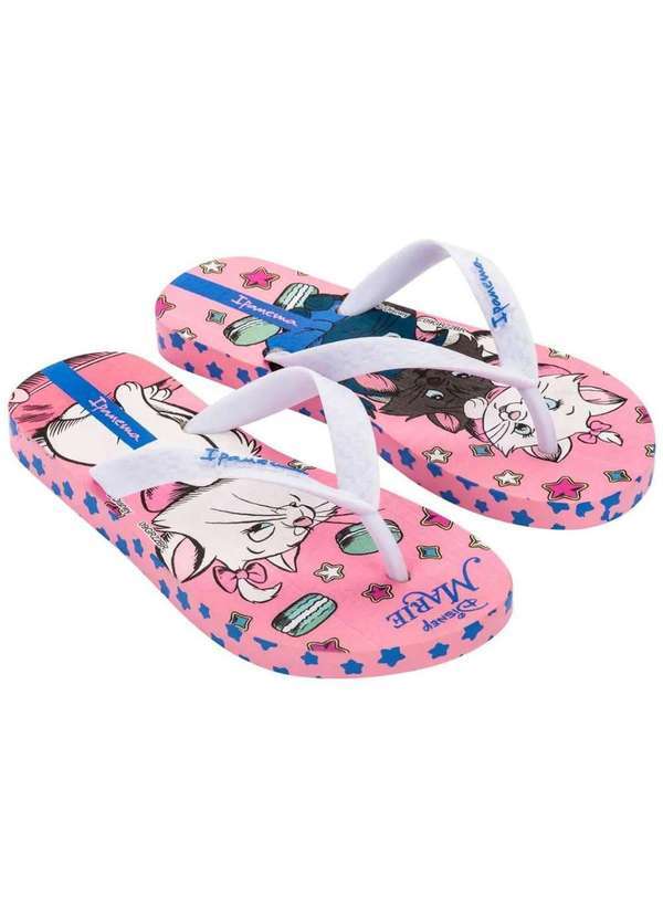 Grendene Kids - Chinelo Disney Gata Marie Infantil - Rosa e Branco Rosa