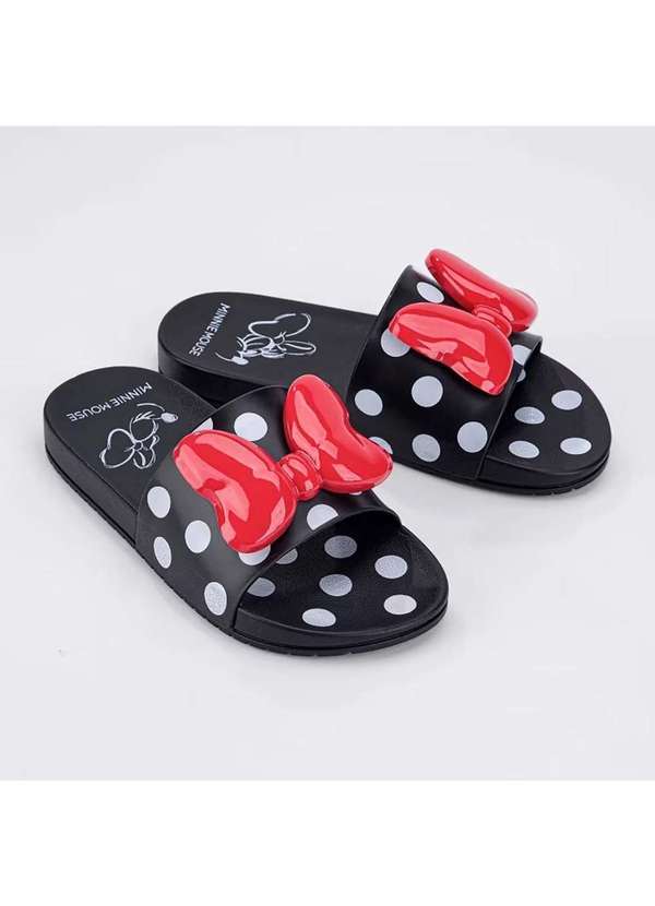 Grendene Kids - Chinelo Disney Minnie Slide Poa Grendene Kids - Preto e Vermelho Preto