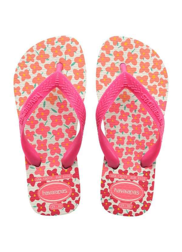 Havaianas - Chinelo Havaianas Kids Flores Menina - Rosa e Branco Rosa