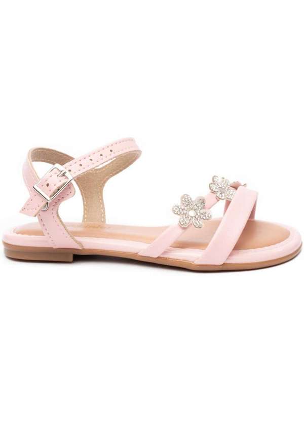 Molekinha - Sandalia Infantil Molekinha Brilho Flor Menina - Rosa Rosa 2
