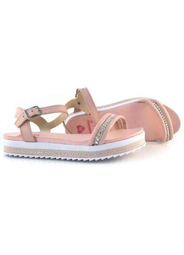 Molekinha - Sandalia Infantil Molekinha Flatform Tira Strass Rosa 2