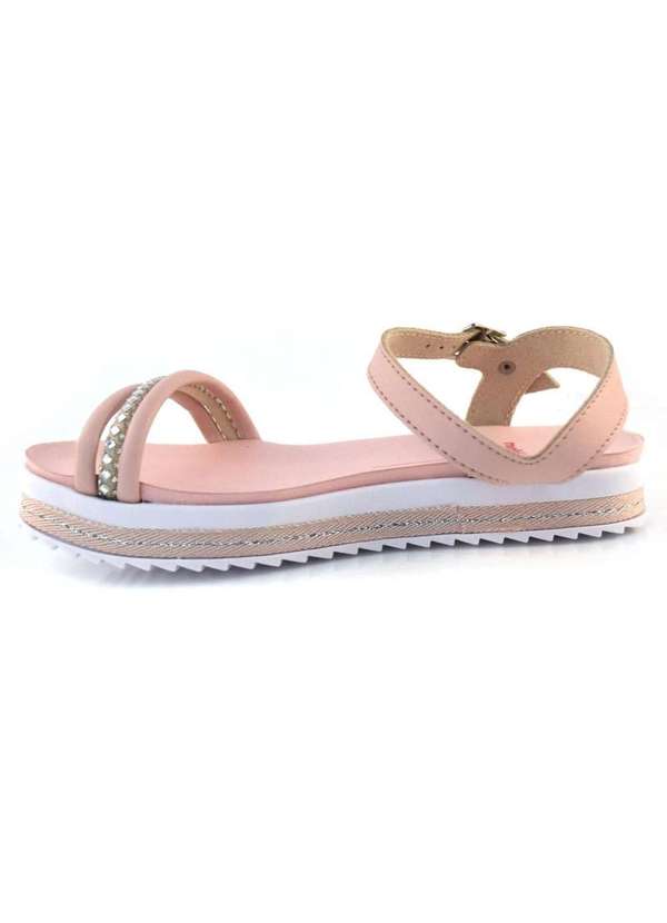 Molekinha - Sandalia Infantil Molekinha Flatform Tira Strass Rosa 3