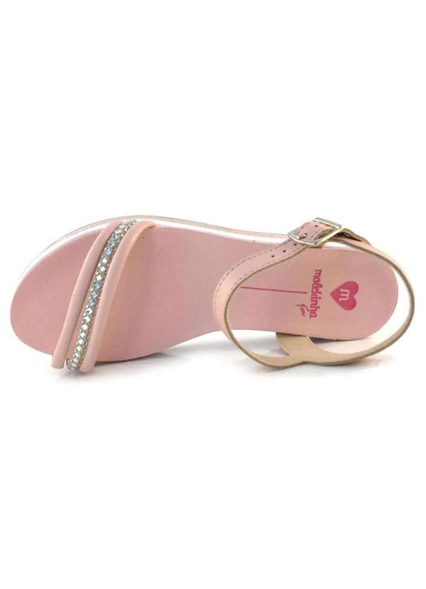 Molekinha - Sandalia Infantil Molekinha Flatform Tira Strass Rosa 4
