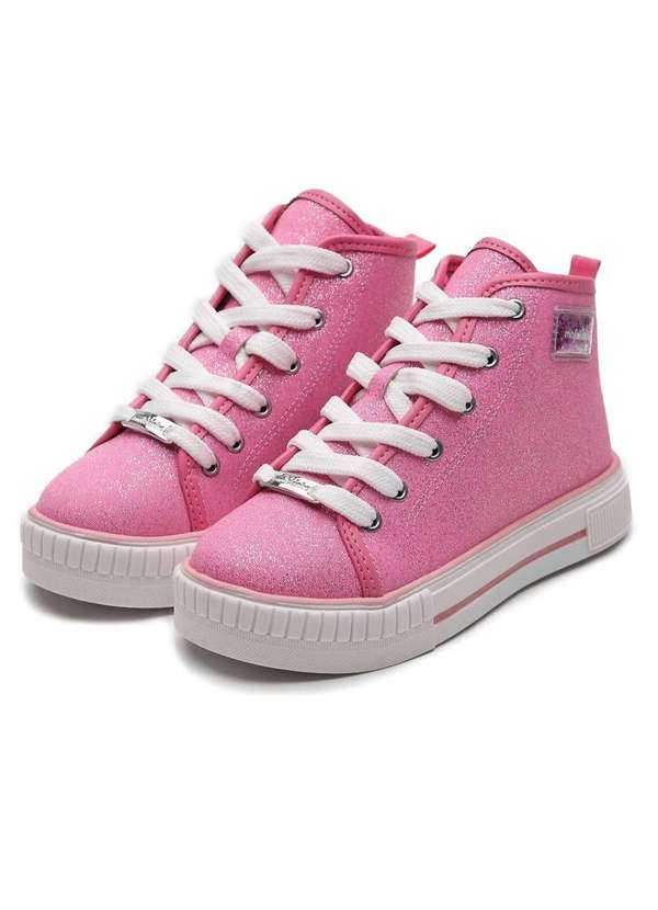 Tenis Infantil Molekinha Cano Alto Lona Gliter Rosa Cabana Magazine