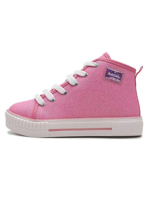 Molekinha - Tenis Infantil Molekinha Cano Alto Lona Gliter Rosa 2