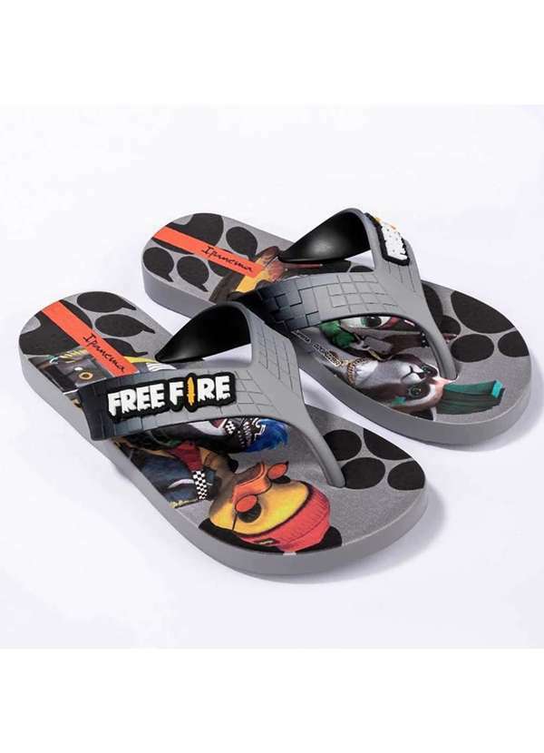 Ipanema - Chinelo Infantil Ipanema Free Fire Menino Cinza