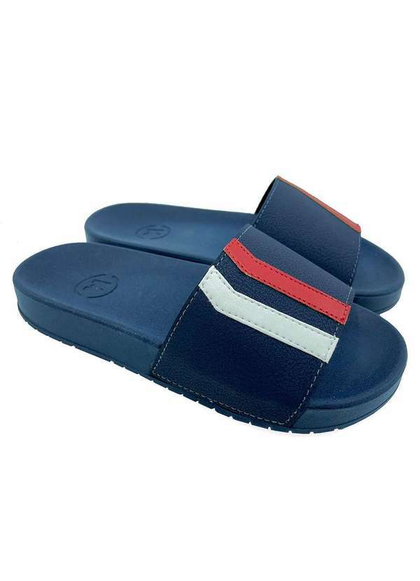 Molekinho - Chinelo Slide Molekinho Listras Menino - Marinho Azul