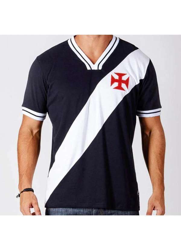 Braziline - Camisa Retro Vasco da Gama 1974 Masculina Preto