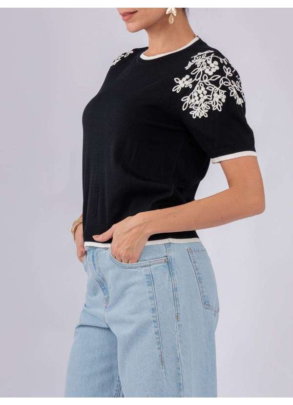 Susie Modas - Blusa Bordada Manga Preto 3