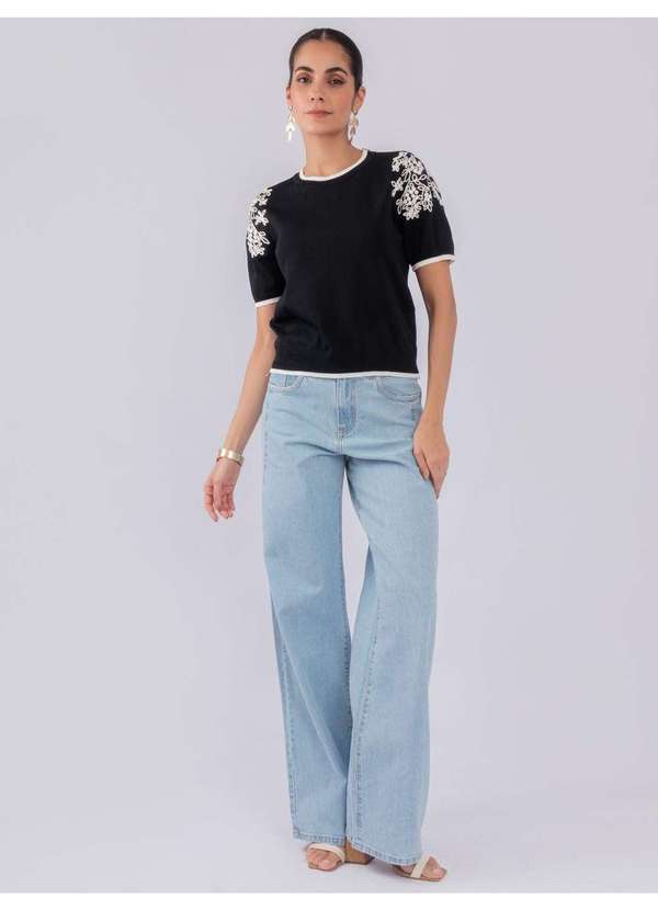 Susie Modas - Blusa Bordada Manga Preto 5