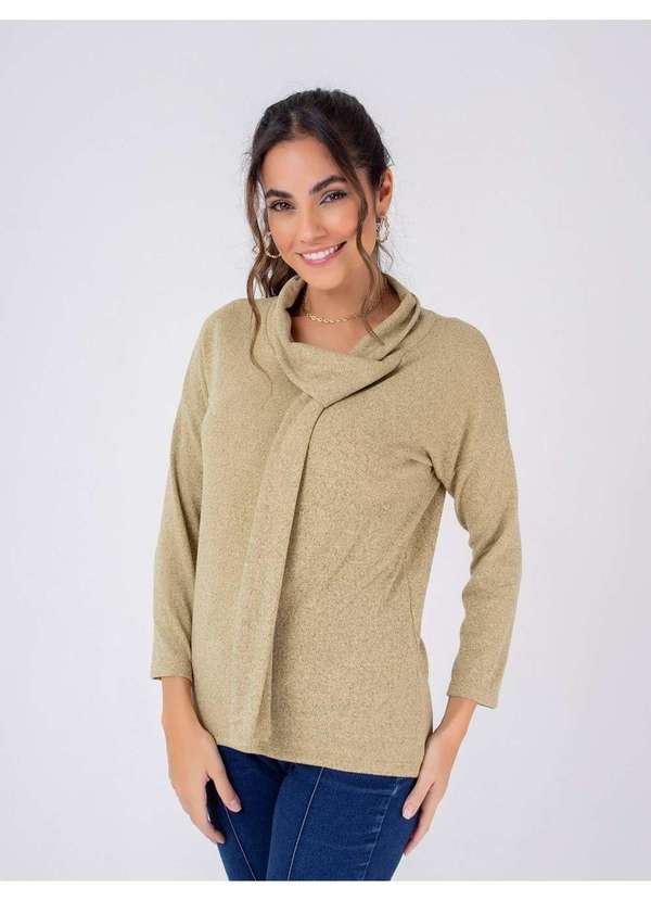 Susie Modas - Blusa Gola Faixa Feminina Bege