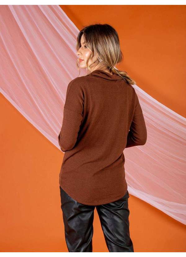 Susie Modas - Blusa Gola Faixa Feminina Marrom 2