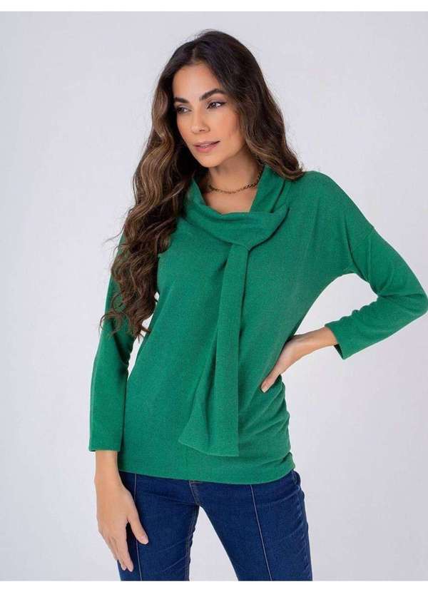 Susie Modas - Blusa Gola Faixa Feminina Verde