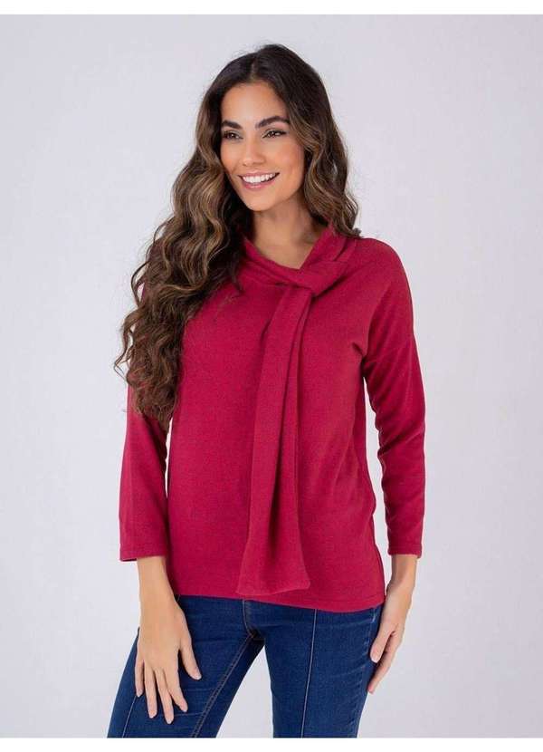 Susie Modas - Blusa Gola Faixa Feminina Vermelho