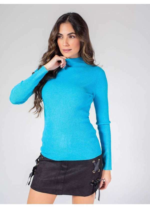 Susie Modas - Blusa Gola Média Feminina Azul