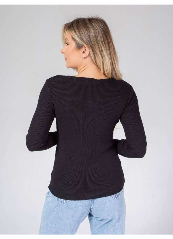 Susie Modas - Blusa Modal Decote Botão Feminino Preto 2