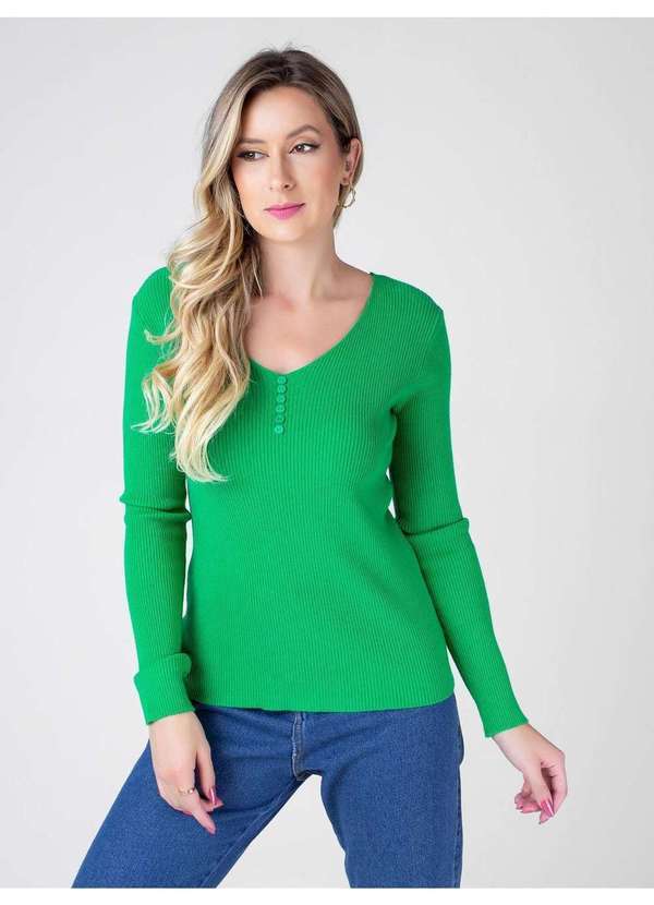 Susie Modas - Blusa Modal Decote Botão Feminino Verde 4