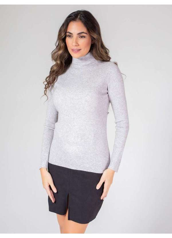 Susie Modas - Blusa  Modal Gola Alta Feminina Cinza