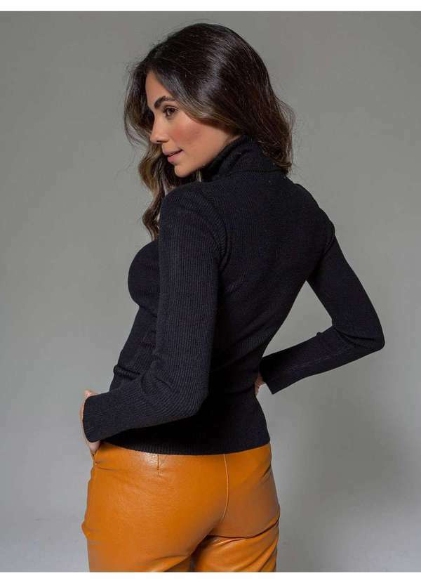 Susie Modas - Blusa  Modal Gola Alta Feminina Preto 2