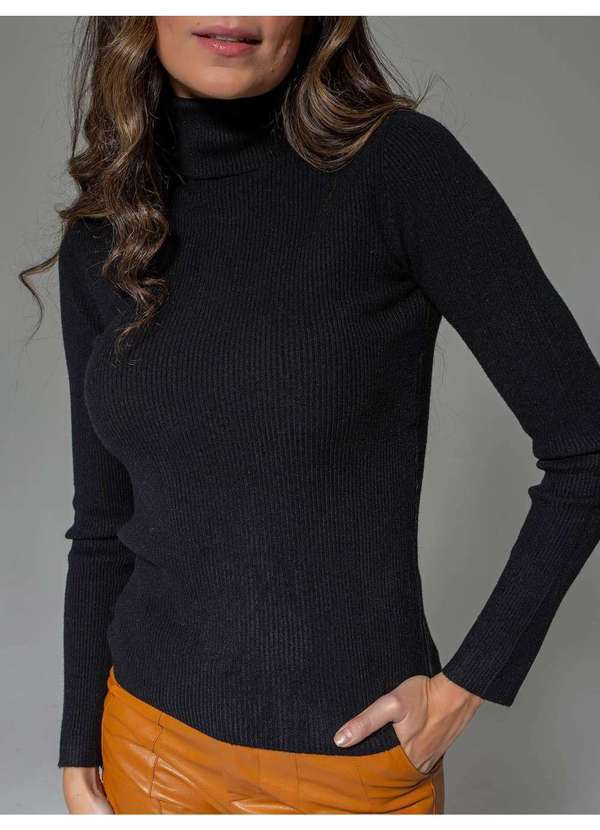 Susie Modas - Blusa  Modal Gola Alta Feminina Preto 3