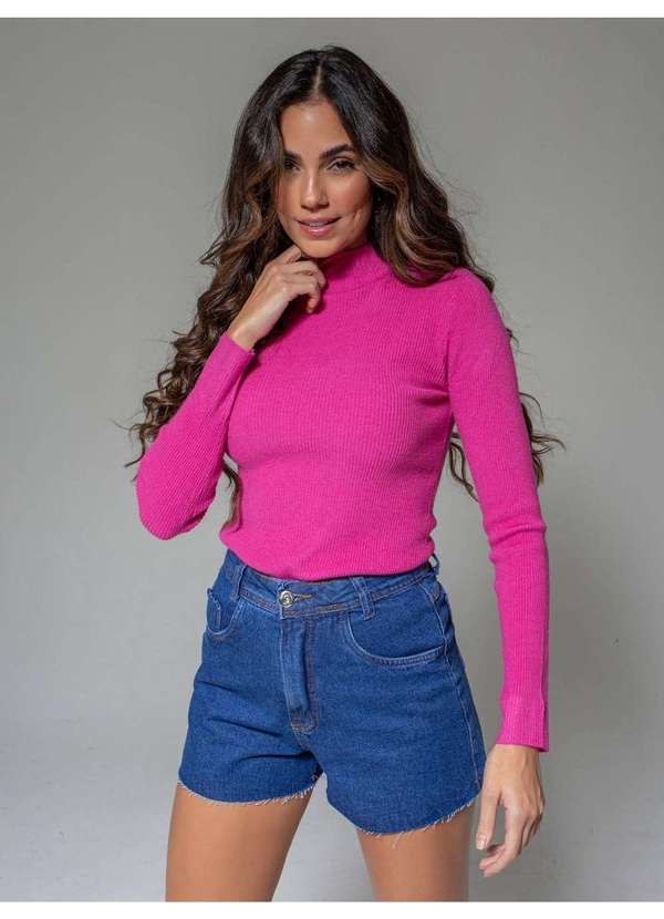 Susie Modas - Blusa  Modal Gola Alta Feminina Rosa