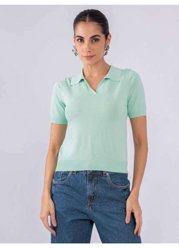 Susie Modas - Blusa Modal Gola Polo Verde