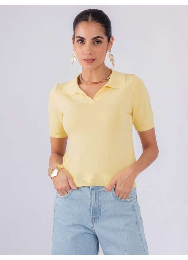 Susie Modas - Blusa Modal Gola Polo Amarelo