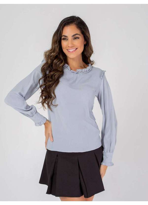 Susie Modas - Blusa Pérolas Feminina Cinza