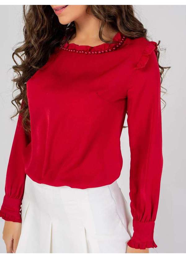 Susie Modas - Blusa Pérolas Feminina Vermelho 3