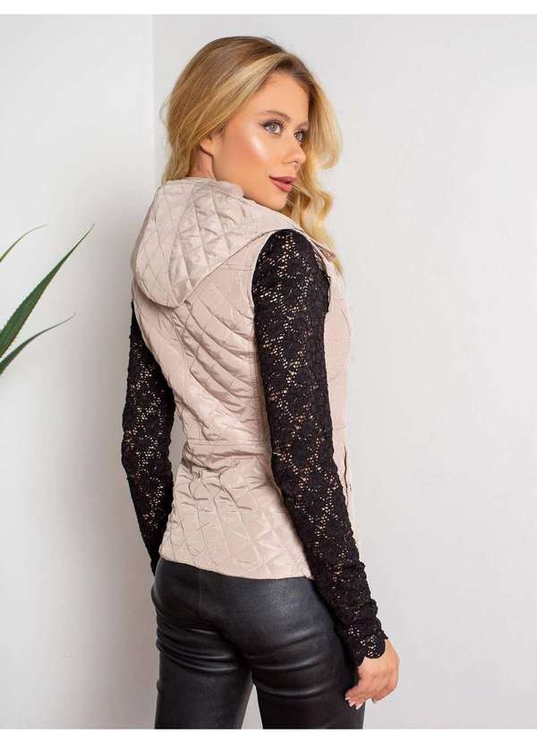 Susie Modas - Colete com Capuz Feminino Bege 2