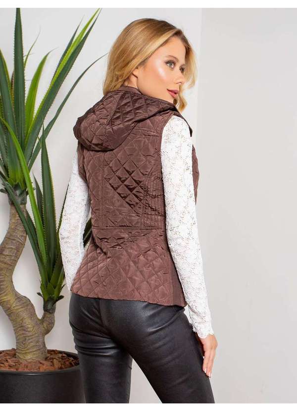 Susie Modas - Colete com Capuz Feminino Marrom 2