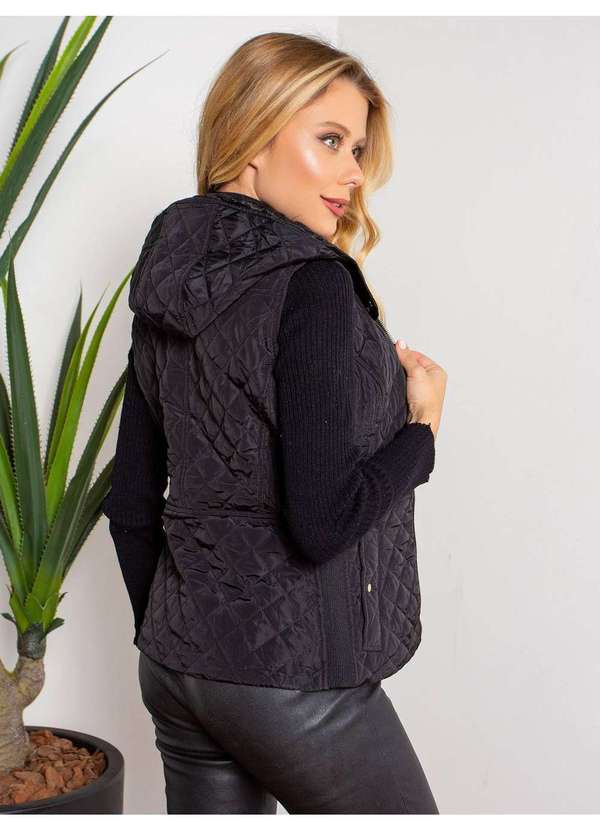 Susie Modas - Colete com Capuz Feminino Preto 2