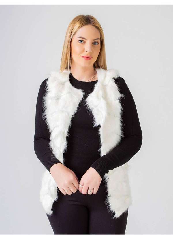 Susie Modas - Colete Pelúcia Feminino Branco