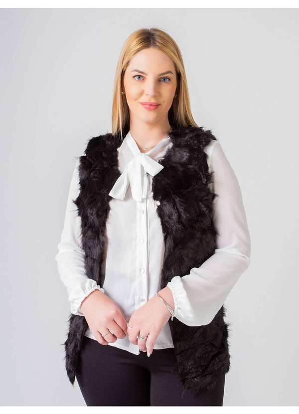 Susie Modas - Colete Pelúcia Feminino Preto
