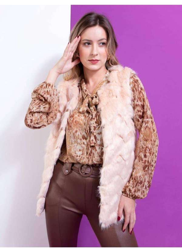 Susie Modas - Colete Pelúcia Feminino Rosa 3