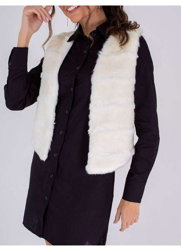 Susie Modas - Colete Pelúcia Textura Feminino Branco 3