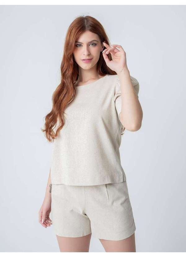 Susie Modas - Conjunto Blusa e Short Feminino Bege