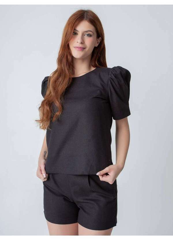 Susie Modas - Conjunto Blusa e Short Feminino Preto