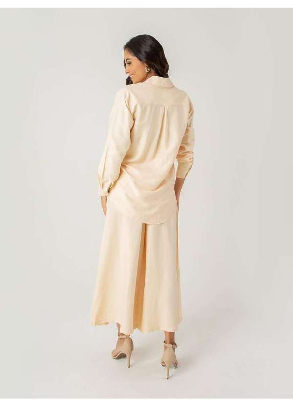 Susie Modas - Conjunto Camisa e Calça Viscose Feminino Bege 2