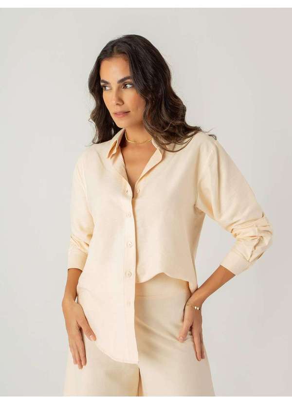 Susie Modas - Conjunto Camisa e Calça Viscose Feminino Bege 4