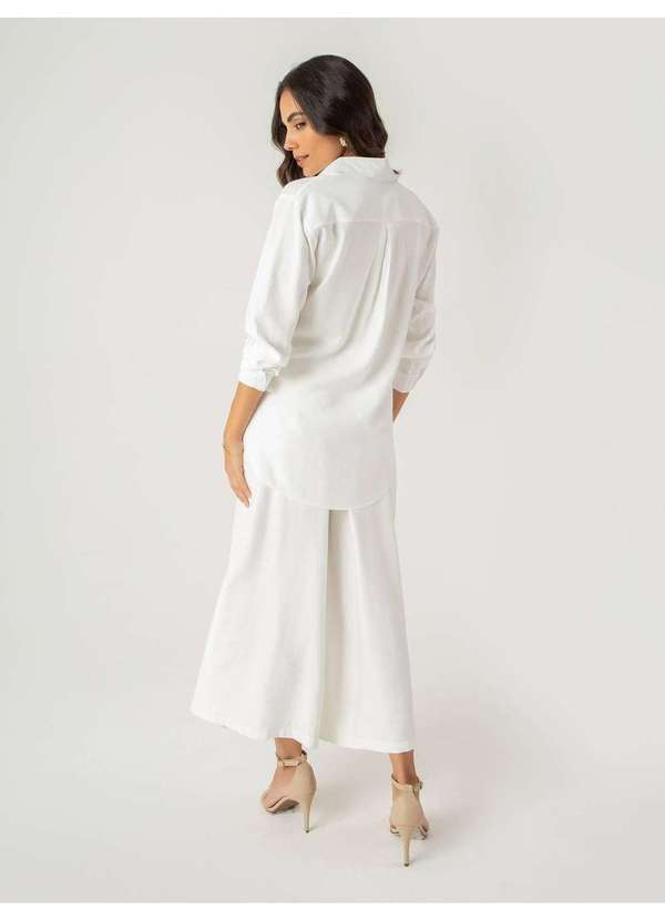 Susie Modas - Conjunto Camisa e Calça Viscose Feminino Branco 2