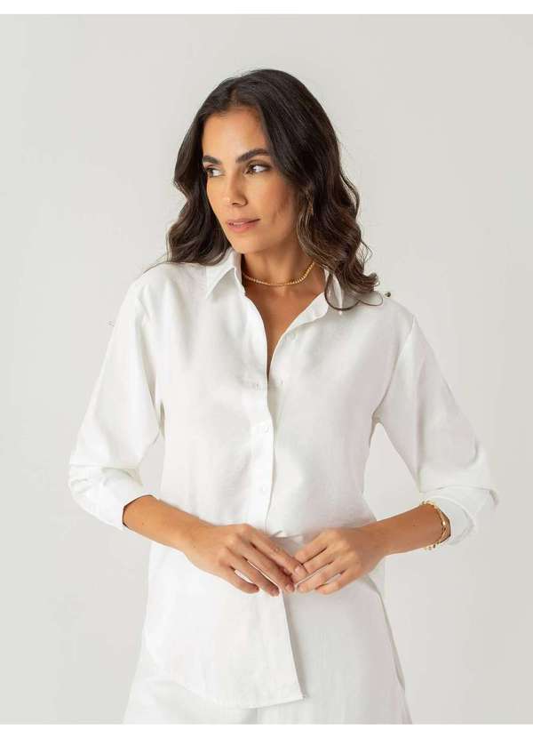 Susie Modas - Conjunto Camisa e Calça Viscose Feminino Branco 4