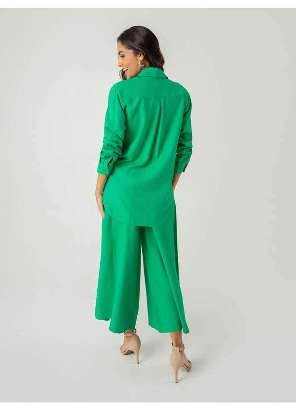 Susie Modas - Conjunto Camisa e Calça Viscose Feminino Verde 2
