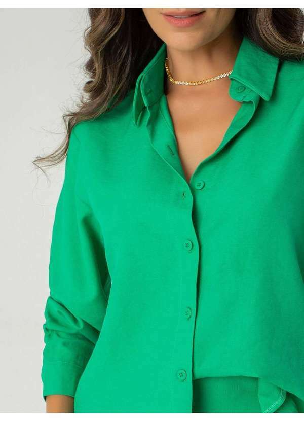 Susie Modas - Conjunto Camisa e Calça Viscose Feminino Verde 3