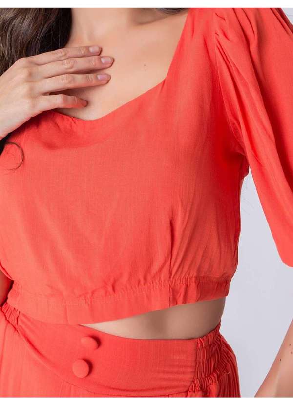 Susie Modas - Conjunto Cropped e Calça Jogger Feminino Laranja 3