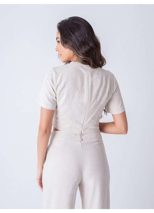 Susie Modas - Conjunto Cropped e Pantalona Feminino Bege 3