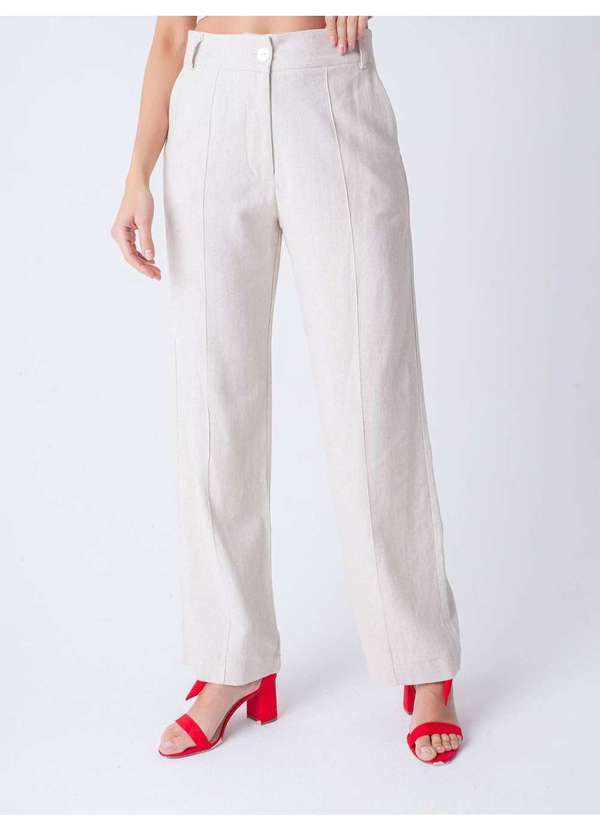 Susie Modas - Conjunto Cropped e Pantalona Feminino Bege 6