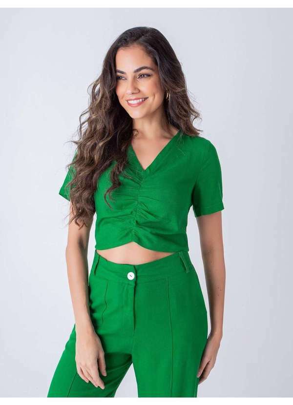 Susie Modas - Conjunto Cropped e Pantalona Feminino Verde 2
