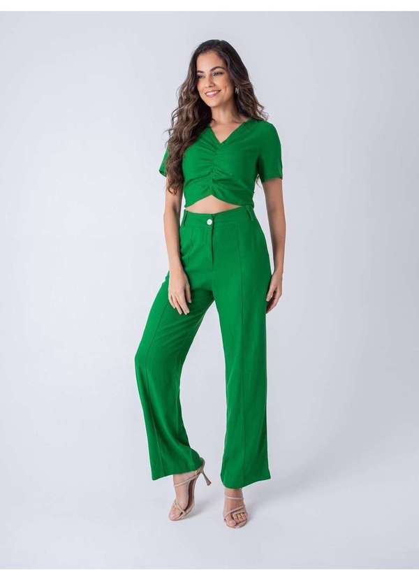 Susie Modas - Conjunto Cropped e Pantalona Feminino Verde 6