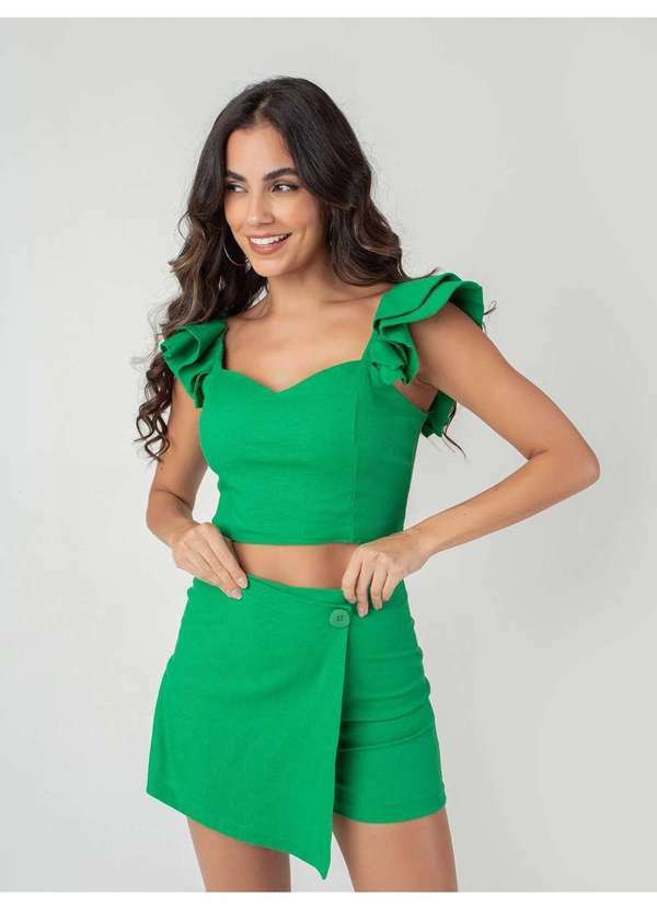 Susie Modas - Conjunto Short Saia Linho Feminino Verde